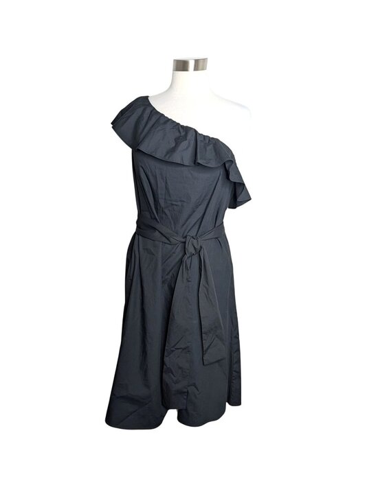 Banana Republic Dresses & Skirts - NWT Banana Republic Sz S Black Ruffle One Shoulder A-Line Flare Dress With Tie B